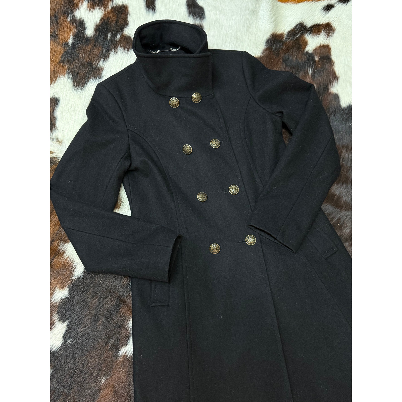 Y2k Dkny Donna Karen Ny Wool Blend Black Military Style Coat